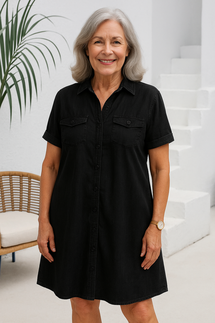 Sophie – Short Sleeve Dress with Collar and Buttons