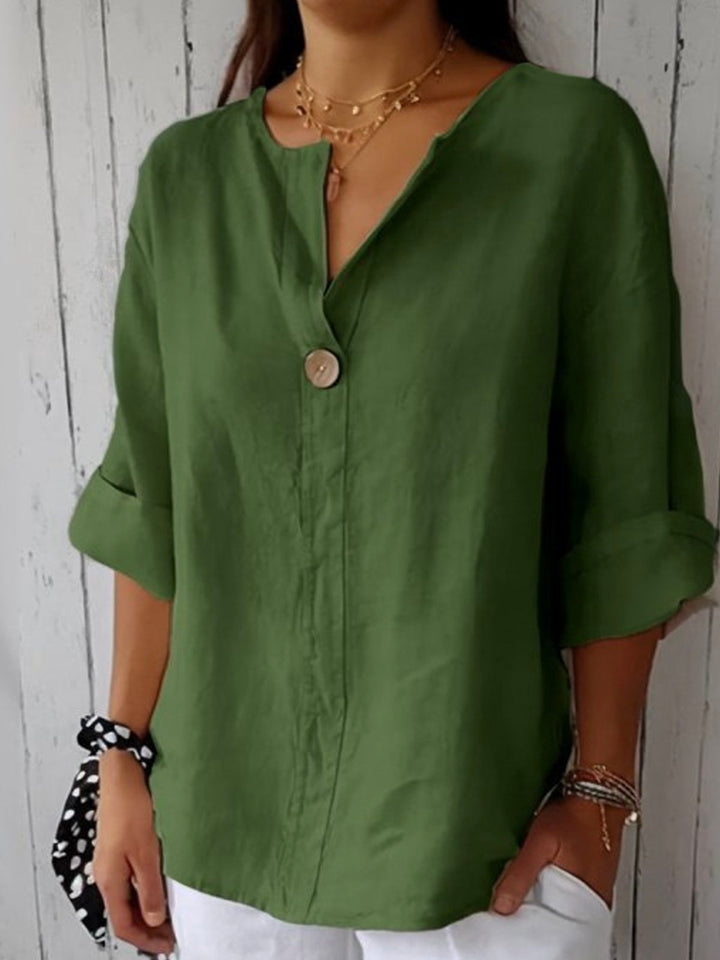 Anna - Casual V-neck Blouse in 100% Linen