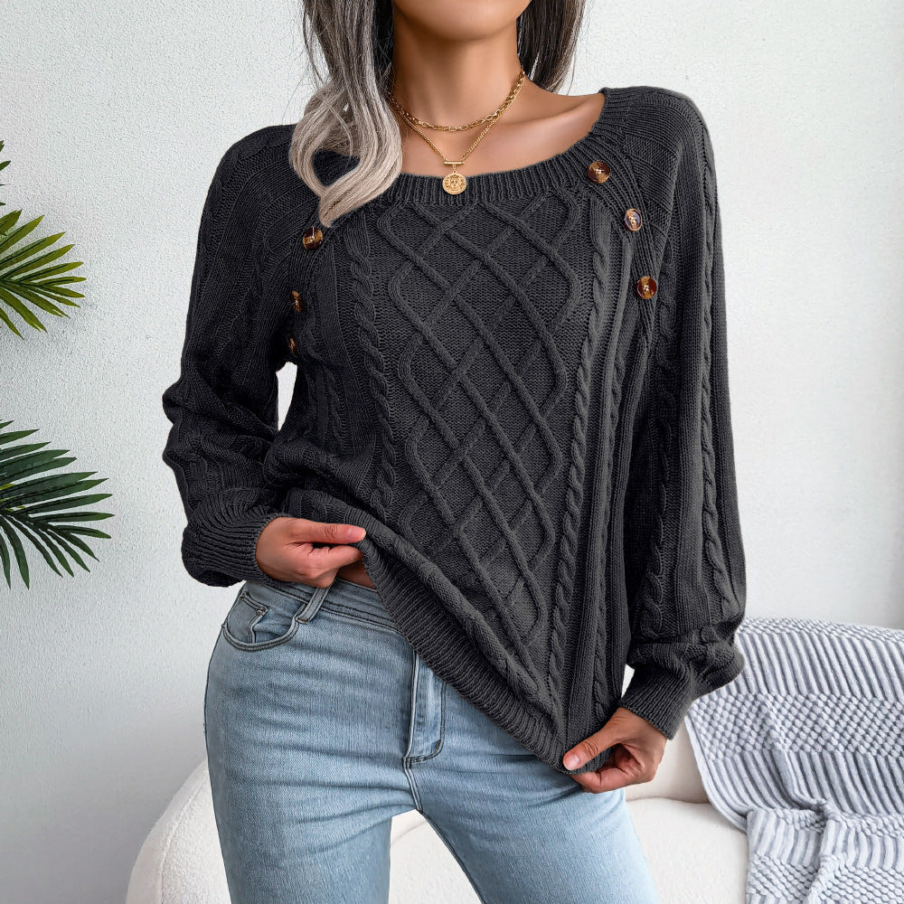 Judith - Shoulder-Button Cable Sweater