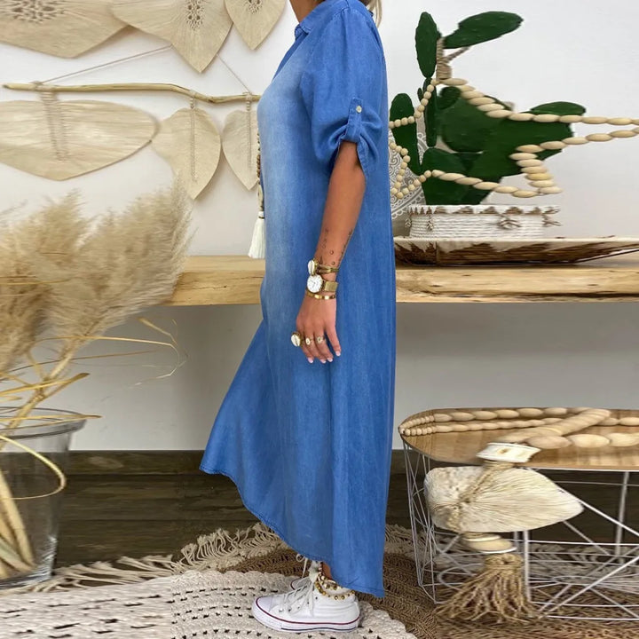 Lea – Flattering Denim Maxi Dress