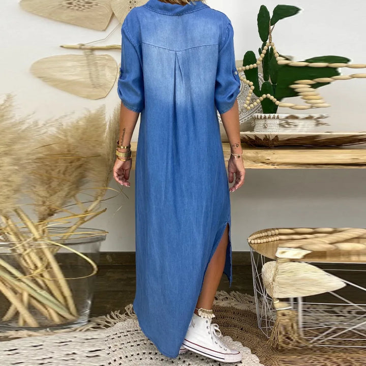 Lea – Flattering Denim Maxi Dress