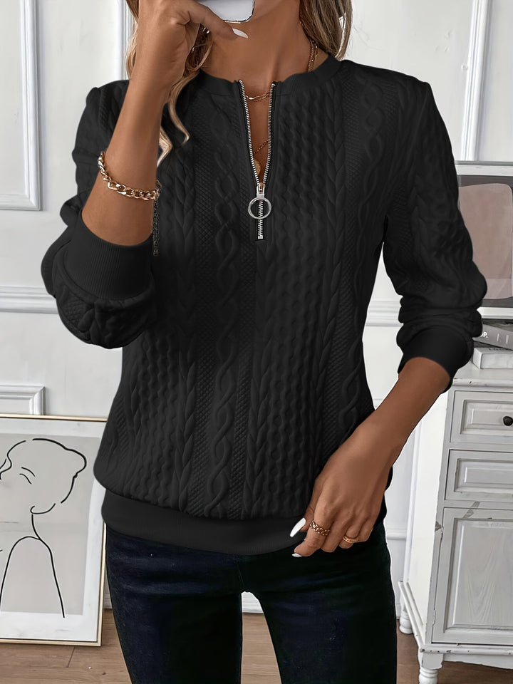 Elaine - Zip-Neck Cable Sweater