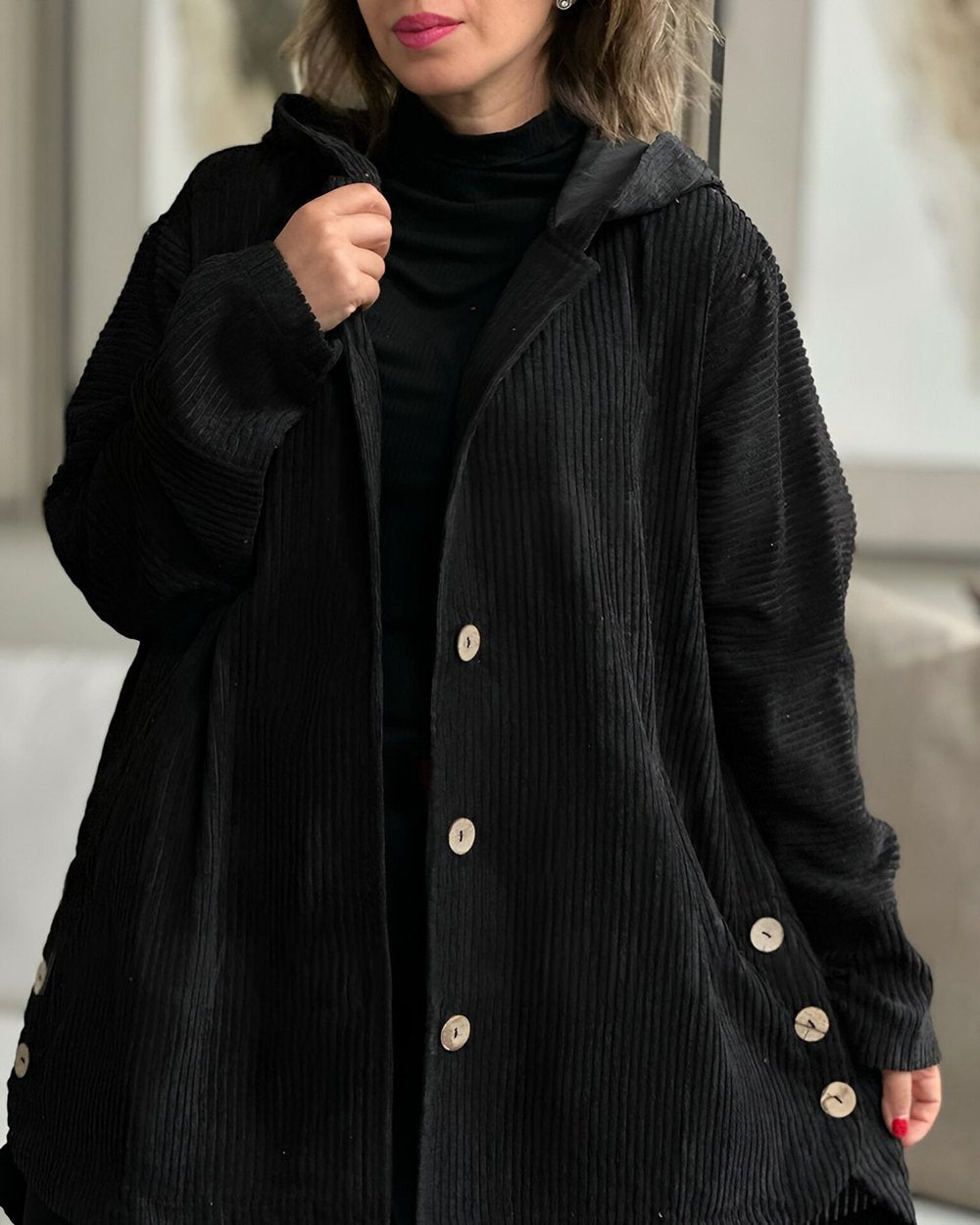 Cordia - Cozy Corduroy Hooded Jacket