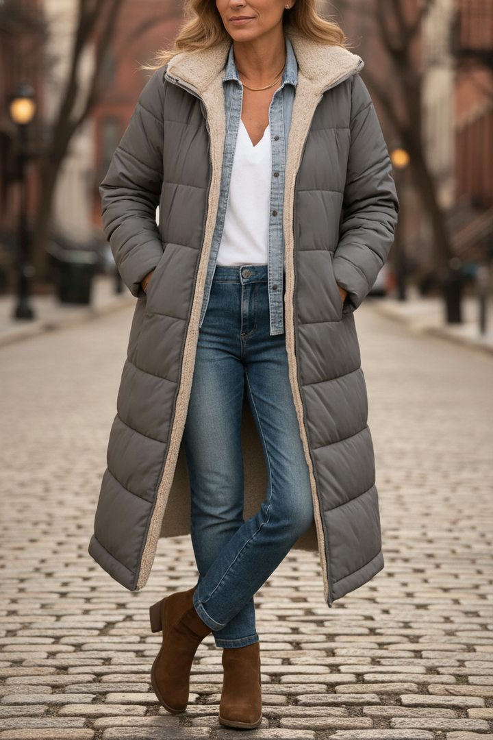 Paige - Cozy Long Hooded Quilted Coat