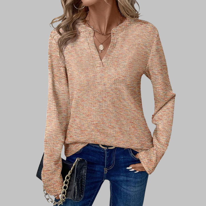 Paula - Cozy V-Neck Long Sleeve Blouse