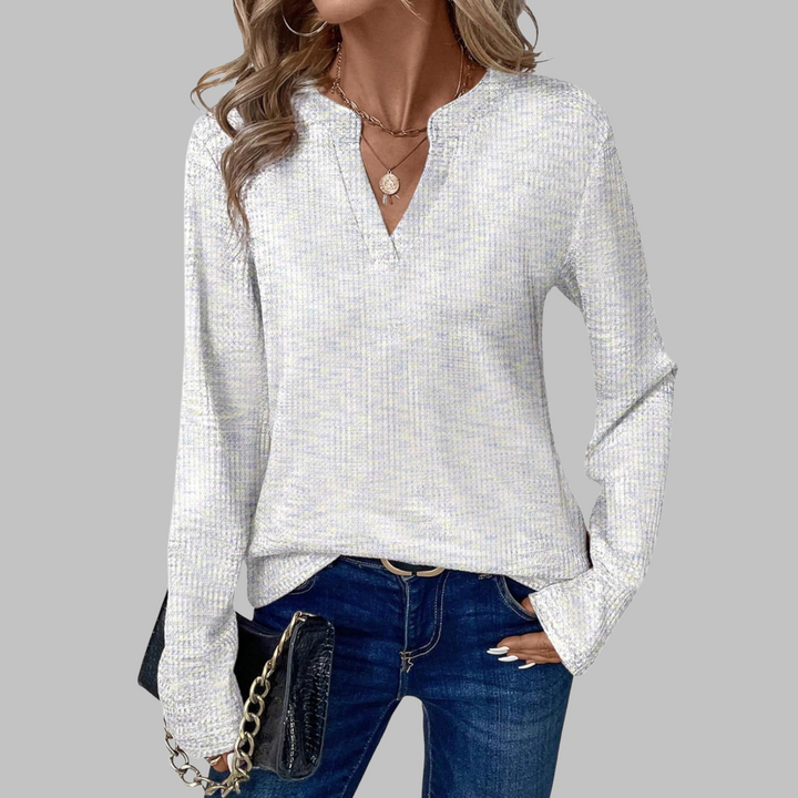 Paula - Cozy V-Neck Long Sleeve Blouse