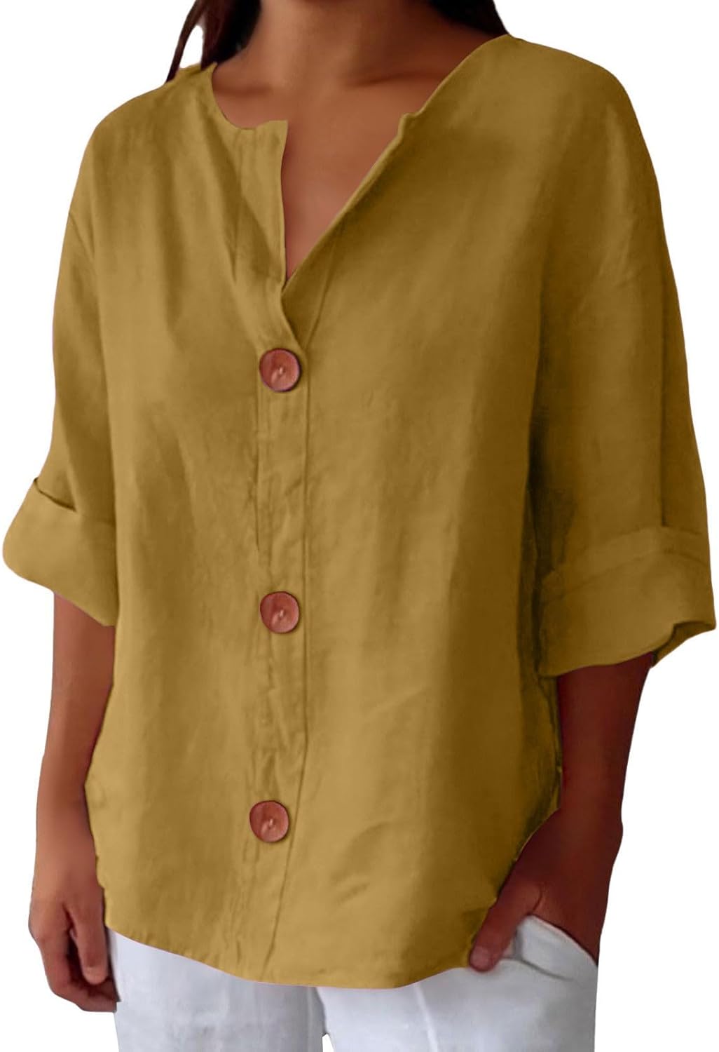 Romina – Airy and Comfortable Cotton-Linen Shirt with Buttons