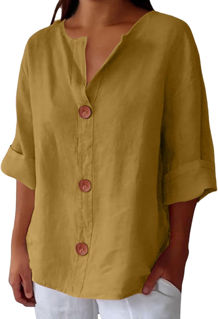 Romina – Airy and Comfortable Cotton-Linen Shirt with Buttons