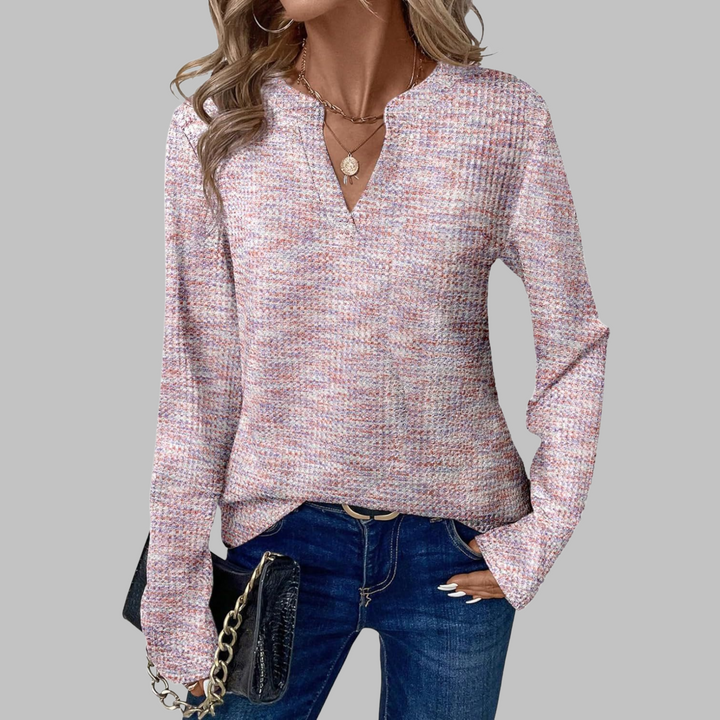 Paula - Cozy V-Neck Long Sleeve Blouse