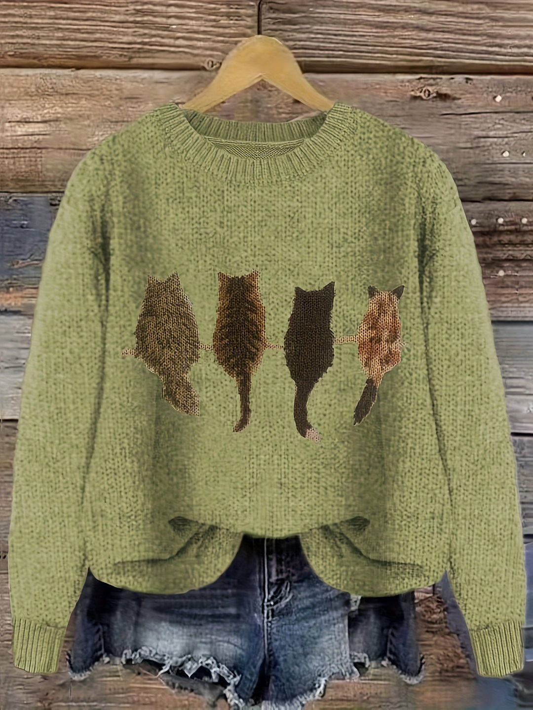 Cheska – Knit Sweater with Cat Design