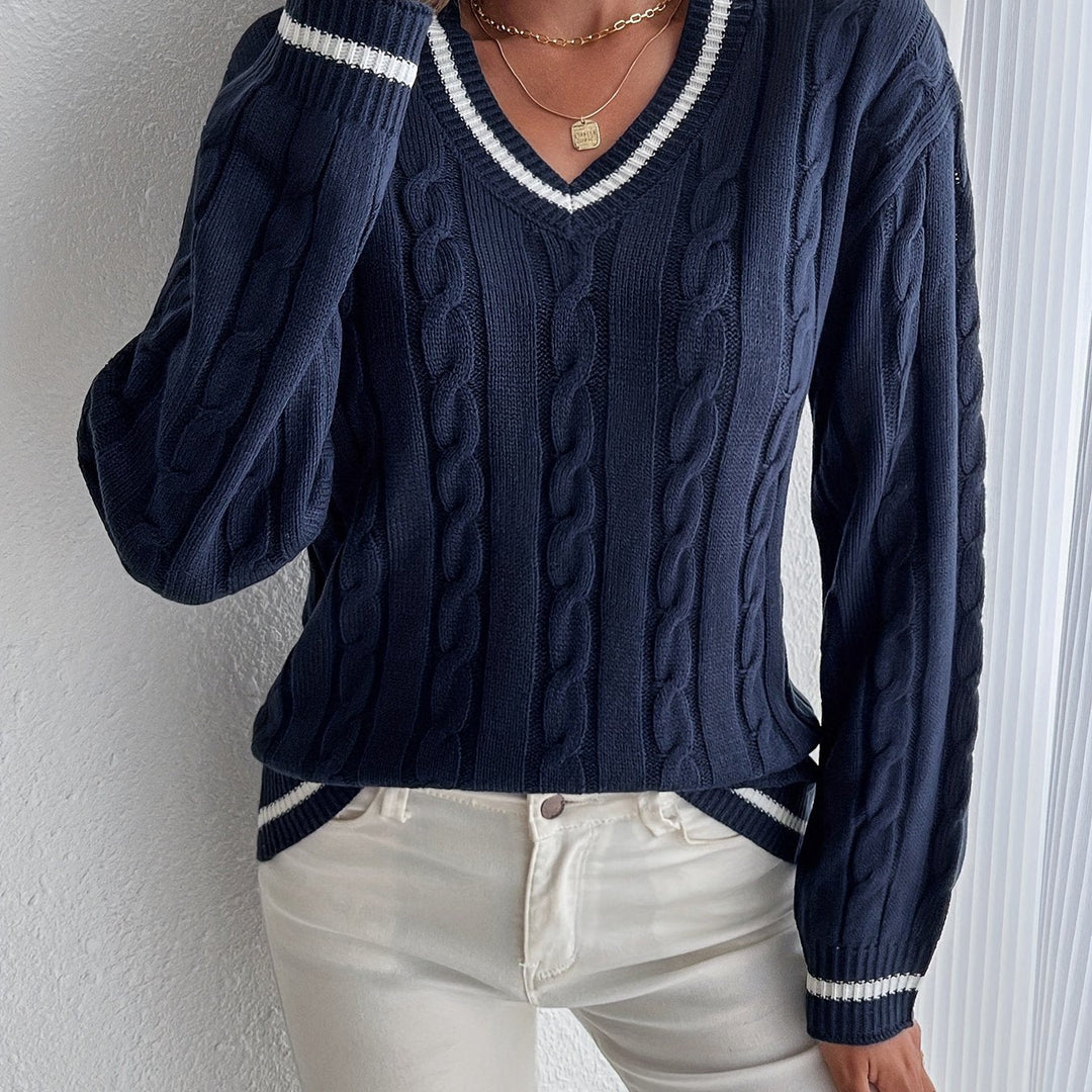 Sylvia – V-Neck Cable Knit Sweater