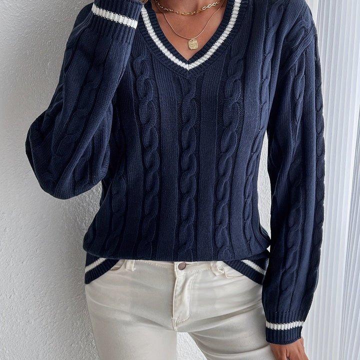 Sylvia – V-Neck Cable Knit Sweater