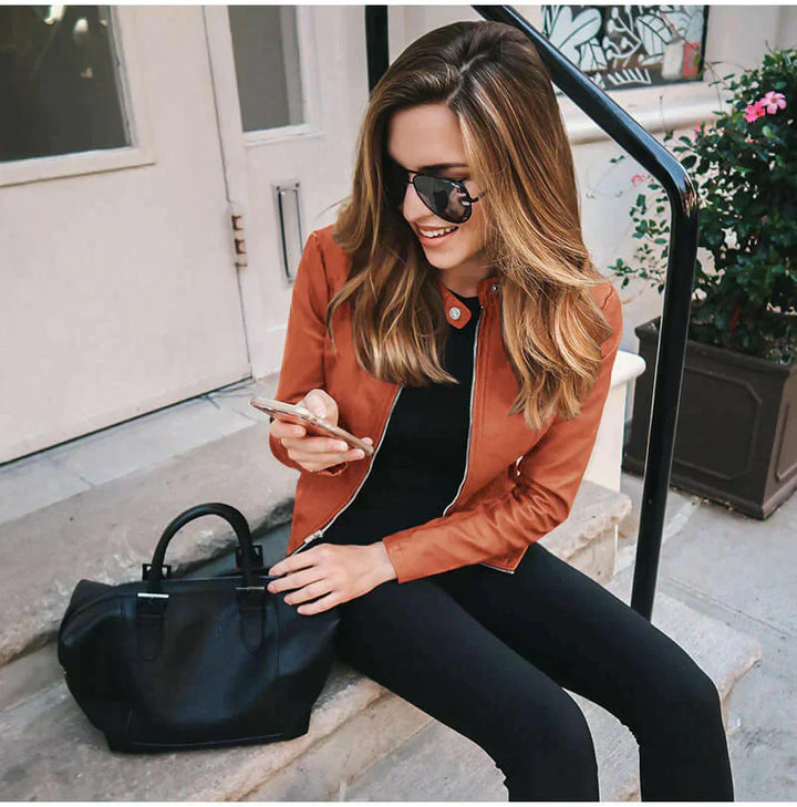 Sophia - Chic Leather Jacket