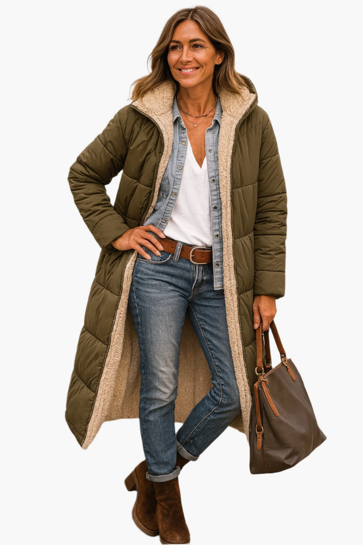 Paige - Cozy Long Hooded Quilted Coat