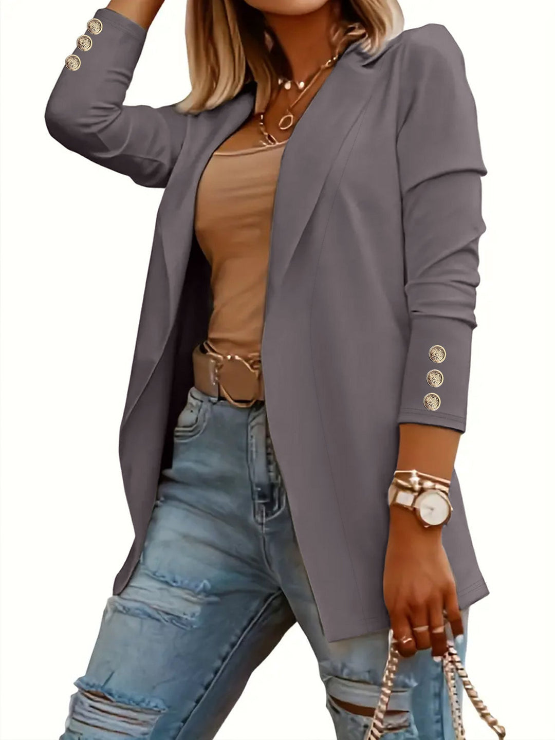 Edina – Casual Long Sleeve Open Front Blazer