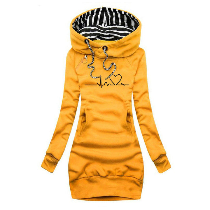 Cecile - Sweater Dress with Heartbeat Print