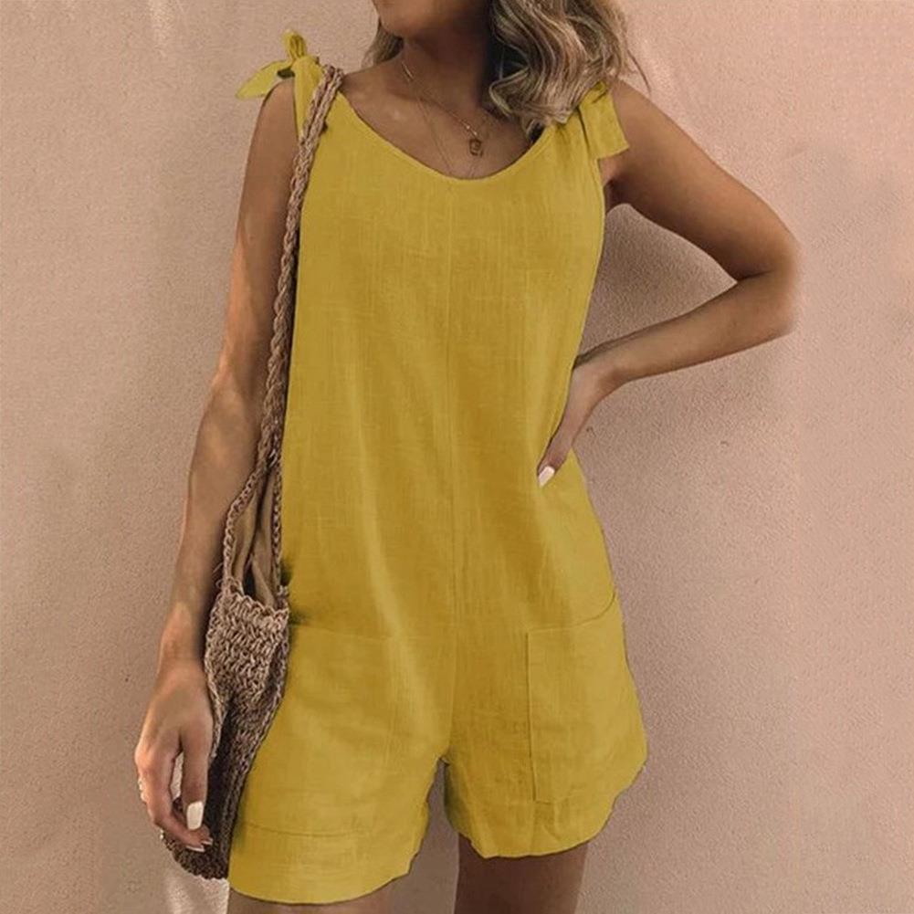 Una – Cotton Playsuit with Tie Straps & Pockets