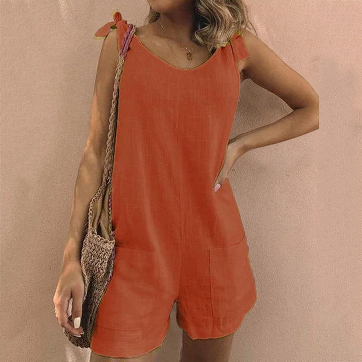 Una – Cotton Playsuit with Tie Straps & Pockets
