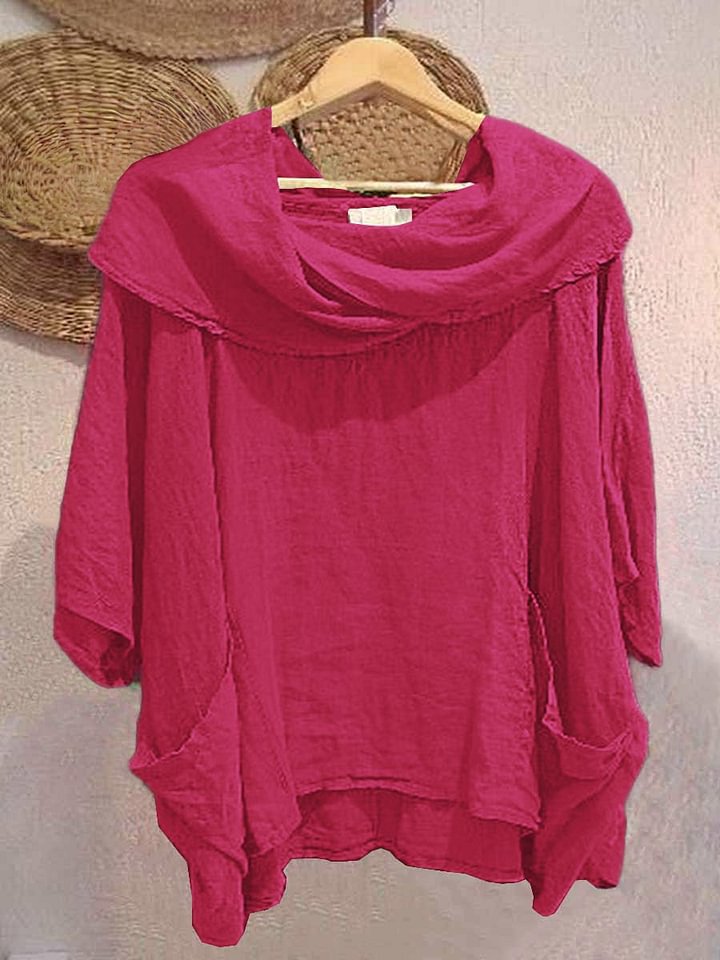Amara – Draped Neck Linen Top