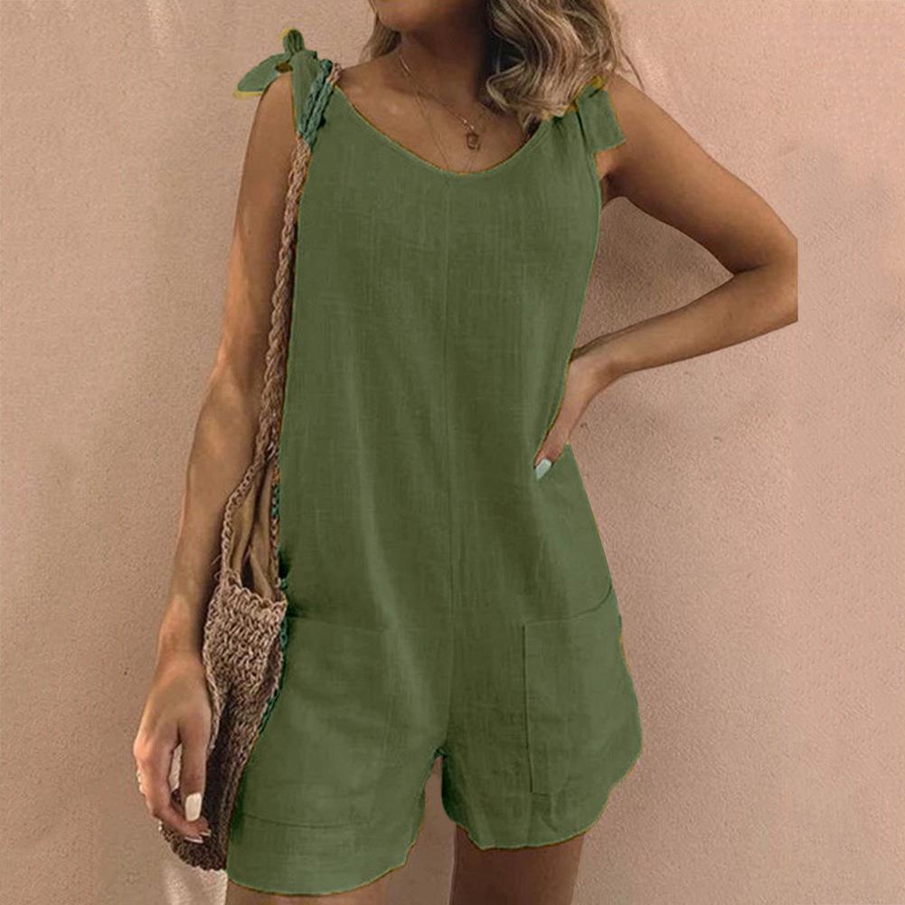 Una – Cotton Playsuit with Tie Straps & Pockets