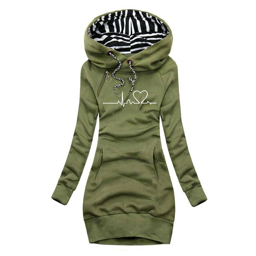 Cecile - Sweater Dress with Heartbeat Print