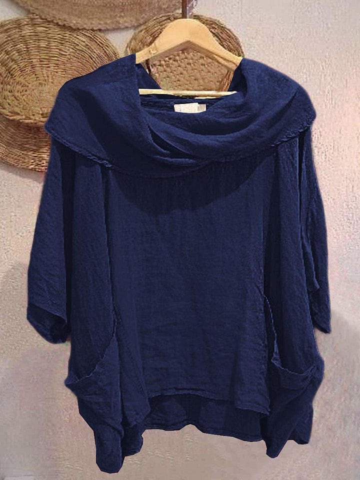 Amara – Draped Neck Linen Top
