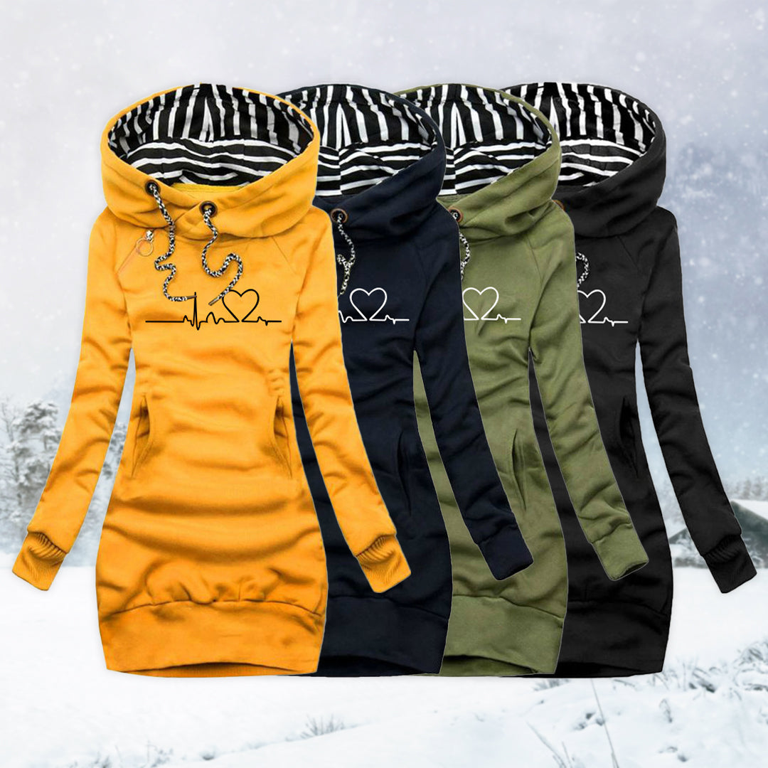 Cecile - Sweater Dress with Heartbeat Print