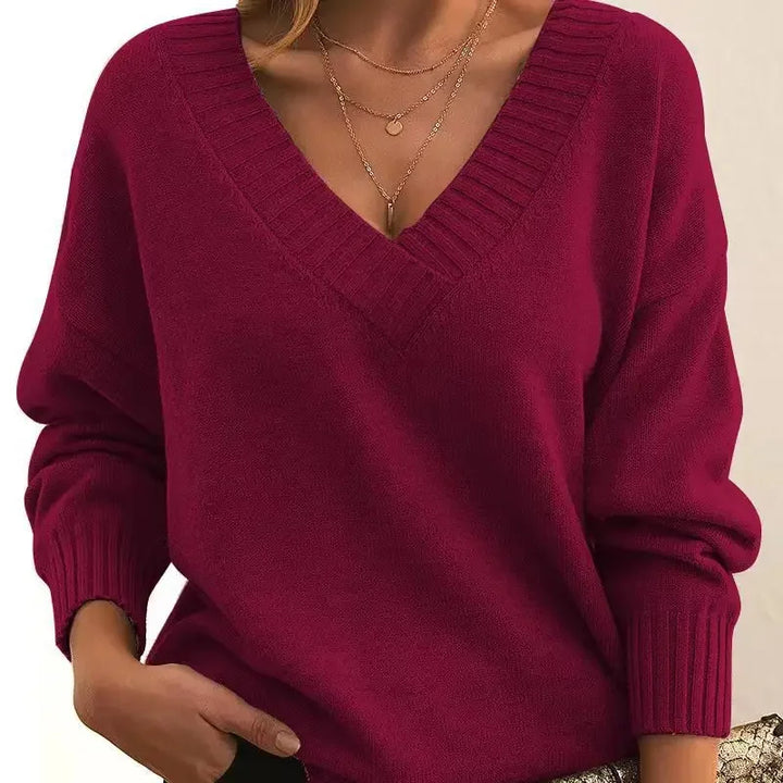 Anna – Knitted Sweater with V-Neck
