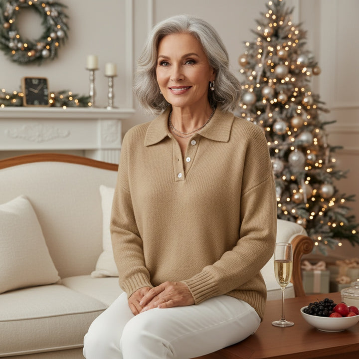 Clara - Soft Knit Polo Sweater