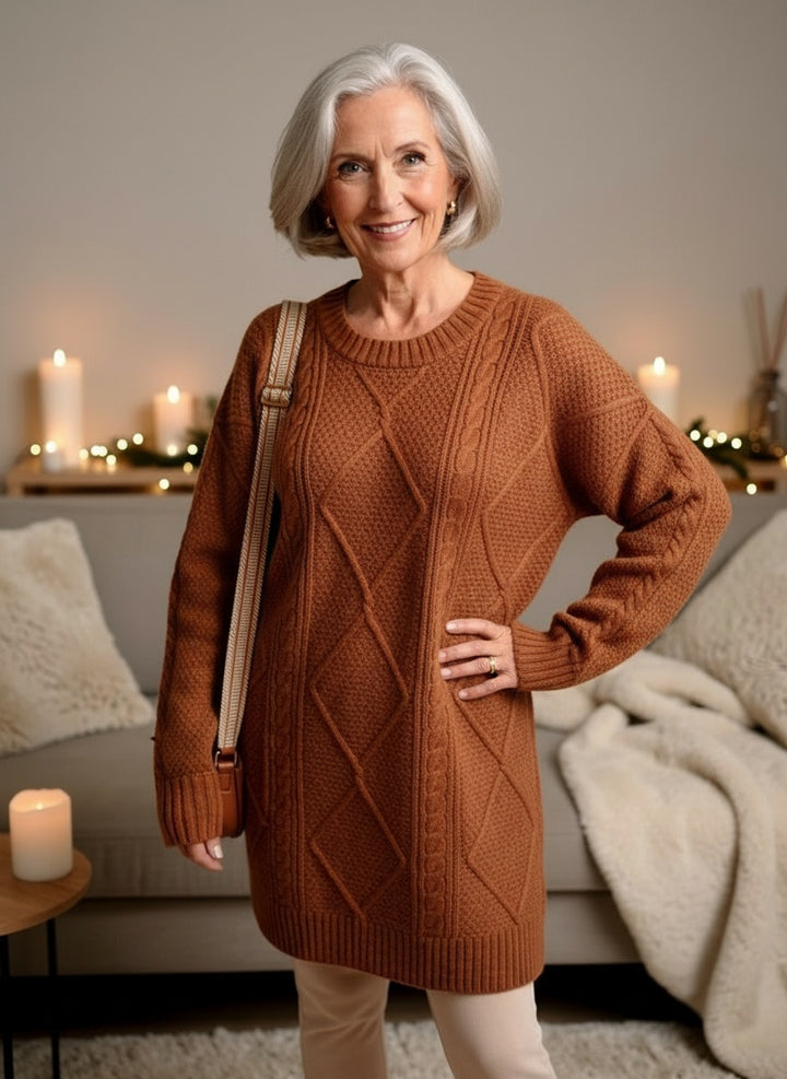 LEXI - Cozy Cable Knit Sweater Dress