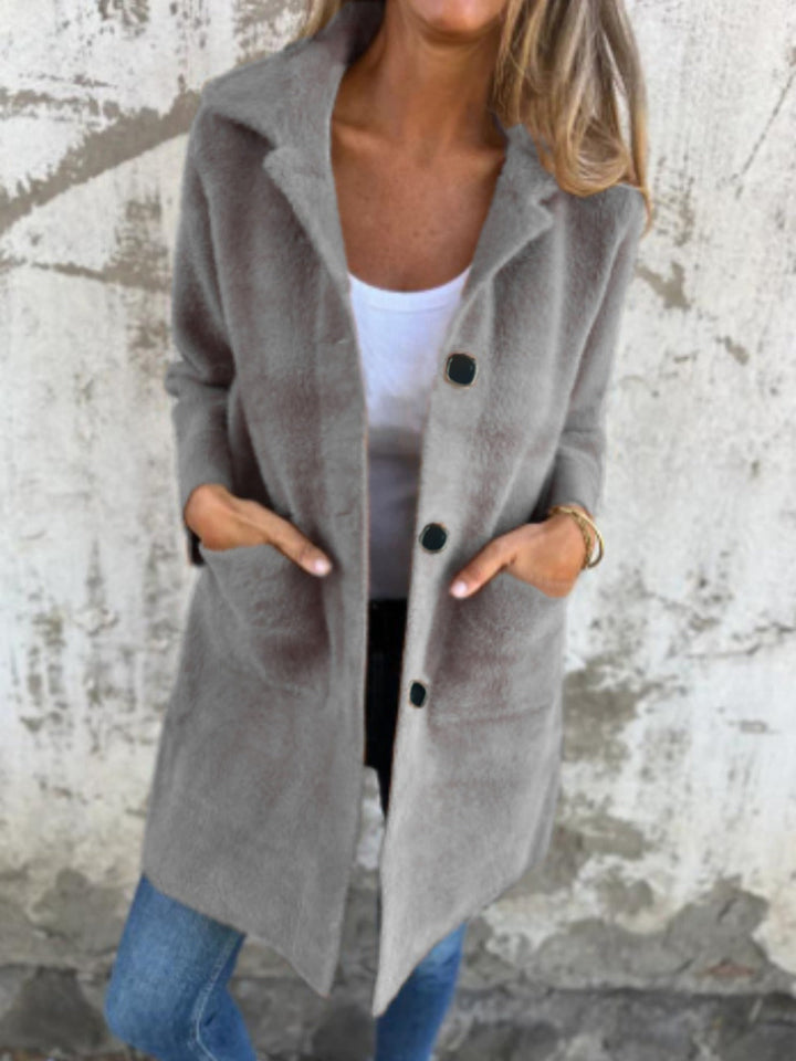 Rionna – Long Sleeve Coat with Pockets