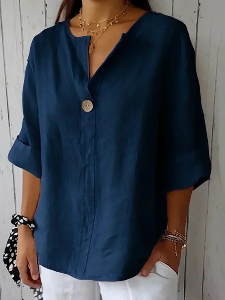 Anna - Casual V-neck Blouse in 100% Linen