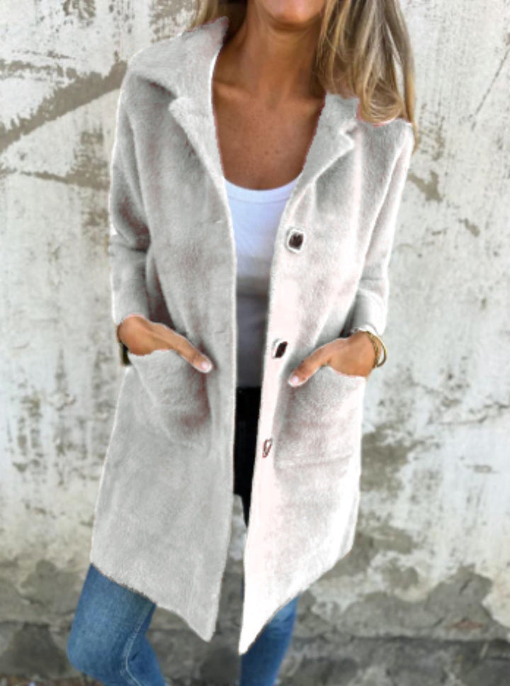 Rionna – Long Sleeve Coat with Pockets