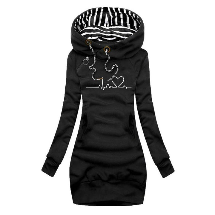 Cecile - Sweater Dress with Heartbeat Print