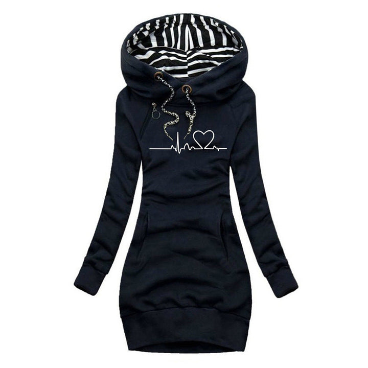 Cecile - Sweater Dress with Heartbeat Print