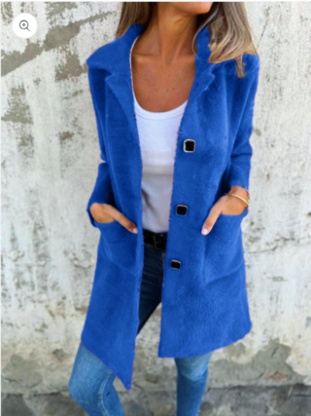 Rionna – Long Sleeve Coat with Pockets