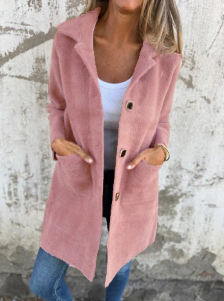Rionna – Long Sleeve Coat with Pockets