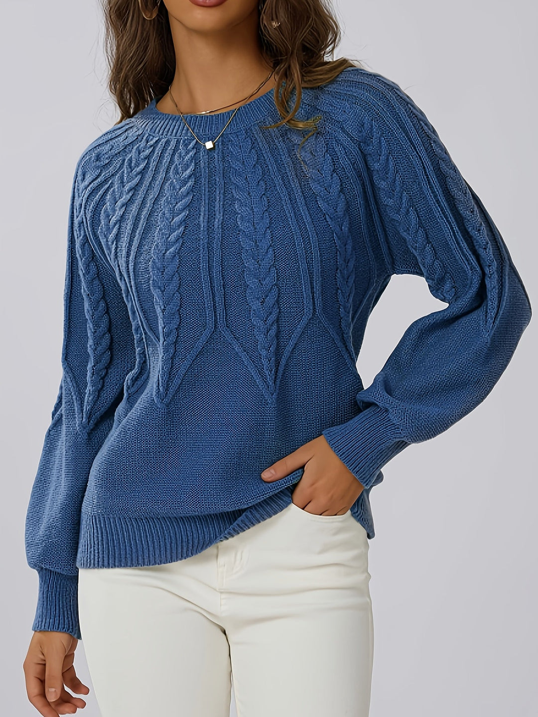 Harper – Cable Knit Crew Neck Sweater