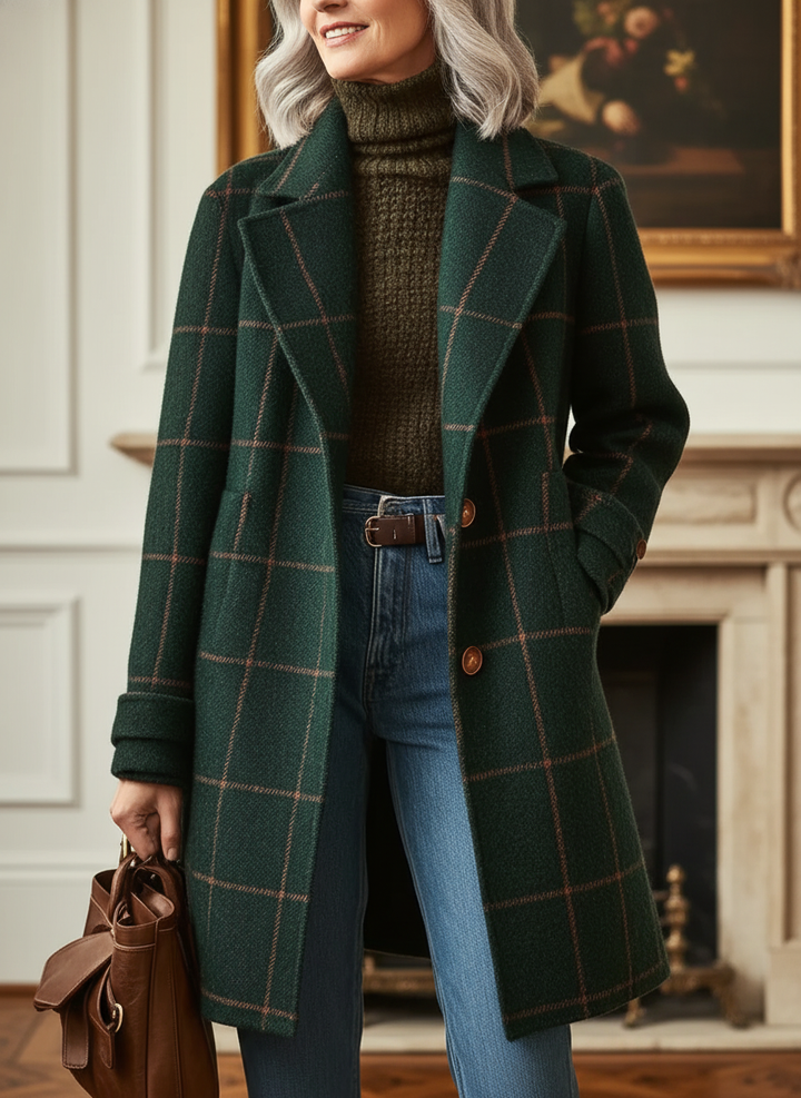 Catherine -Elegant Plaid Coat