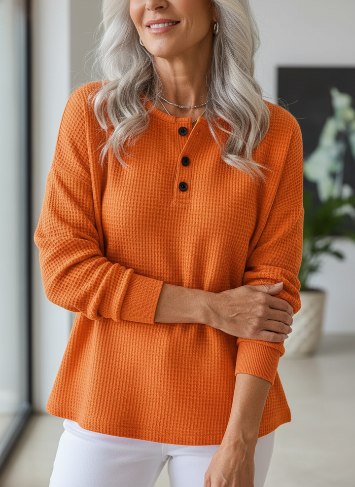 Anne - Cozy Waffle Knit Henley