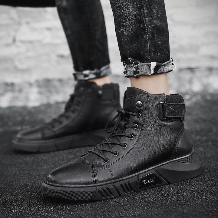 David | men's leather boots made of black leather