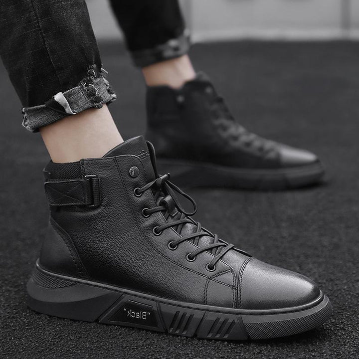 David | men's leather boots made of black leather