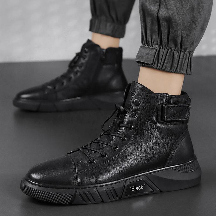 David | men's leather boots made of black leather