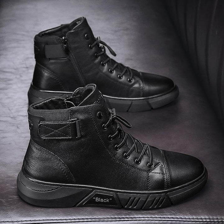 David | men's leather boots made of black leather