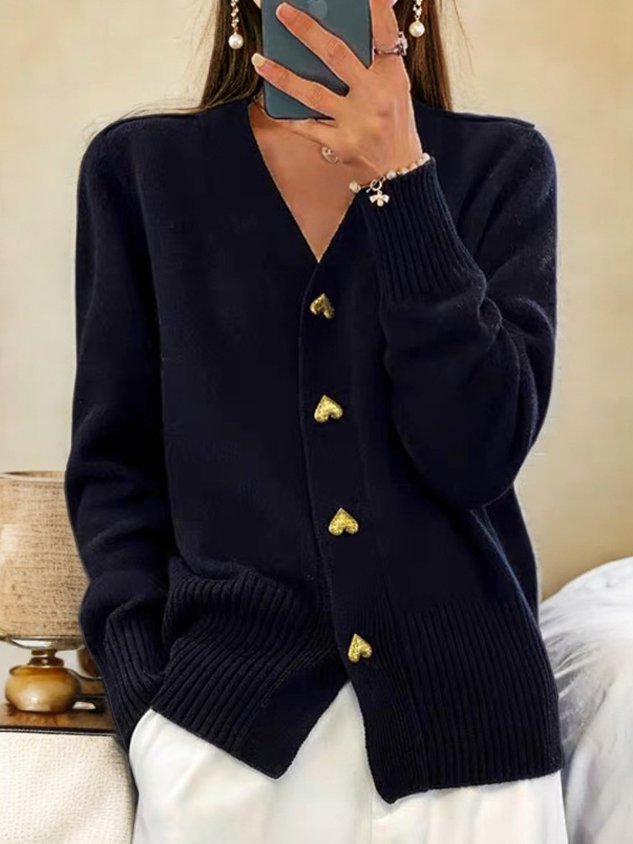 Diana - Heart-Button Cardigan