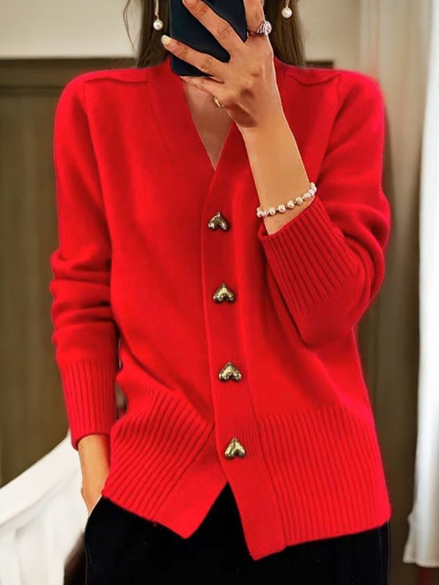 Diana - Heart-Button Cardigan
